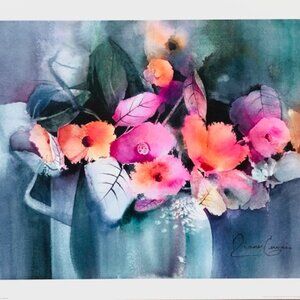 "Échange" Floral Watercolor Print by Diane Gervais – Contemporary Wall Art Decor